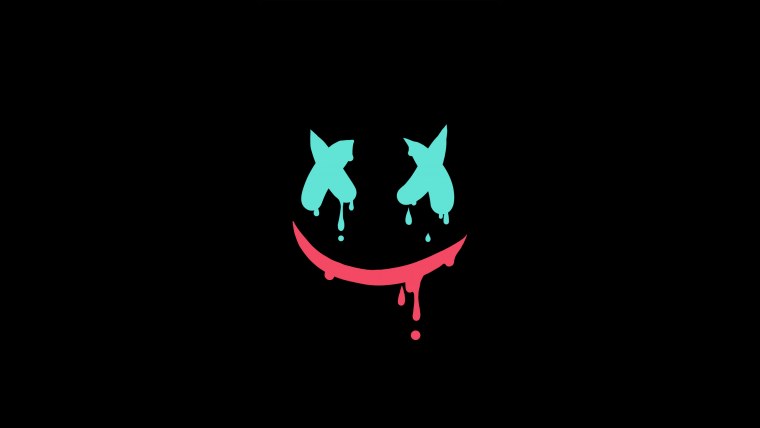 Неоновая улыбка на черном фоне