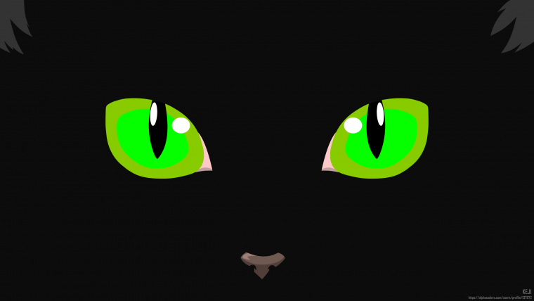 Чёрный кот с зелёными глазами