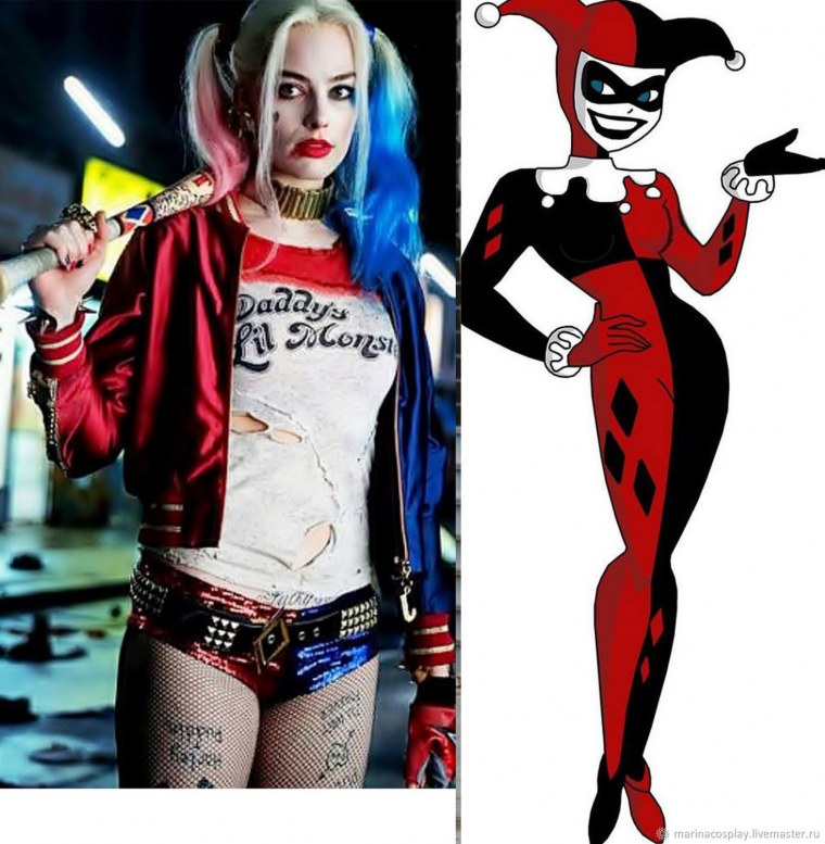 Харли Квинн в черно Красном костюме