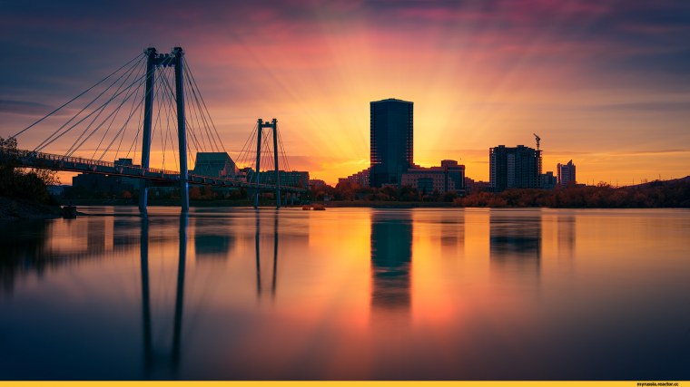 Вантовый мост Красноярск закат