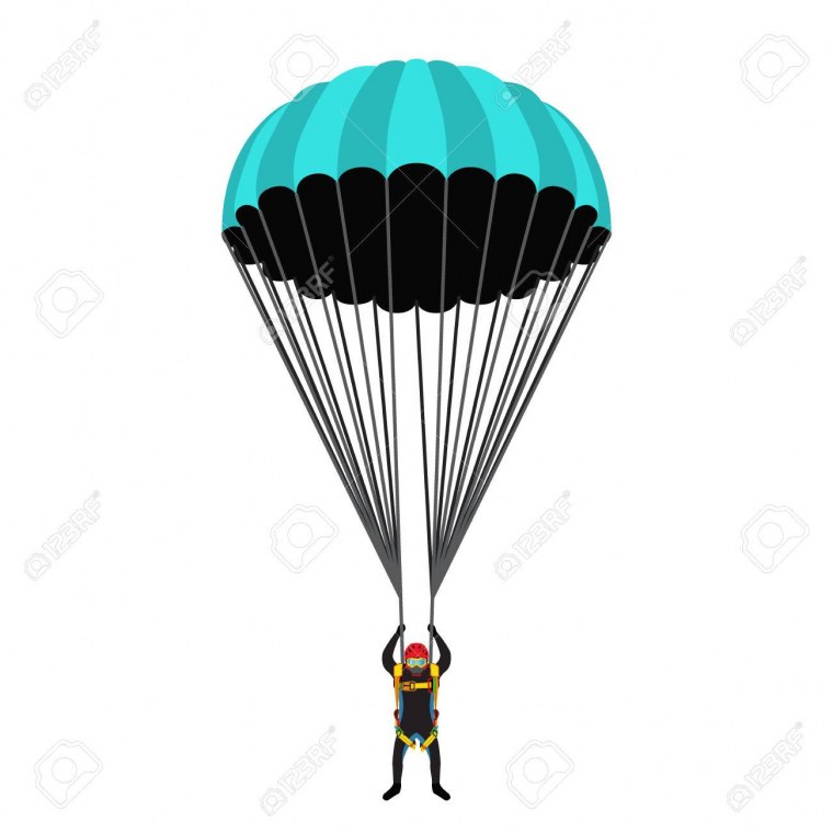 Парашют десантника на белом фоне