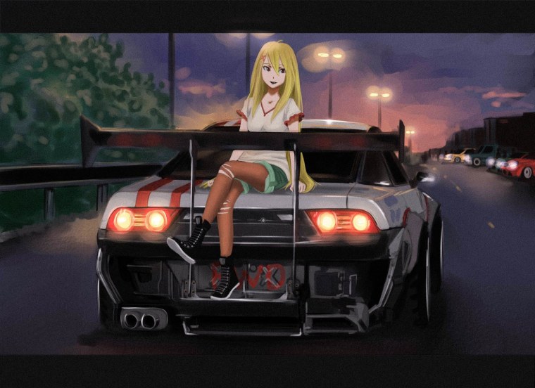 Аниме девушки и машины