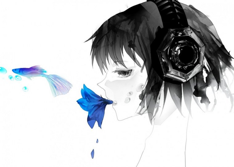 Человек в наушниках арт