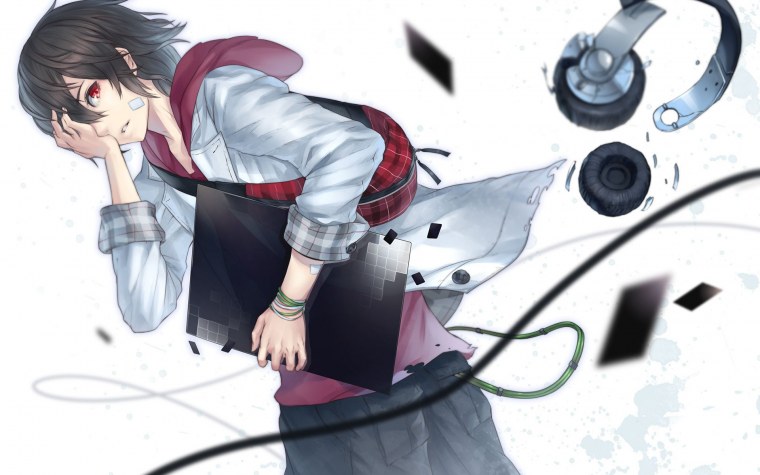 Аниме парень с наушниками