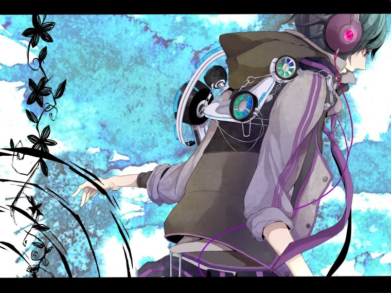 Аниме парень в наушниках