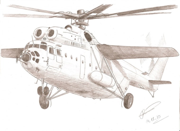 Вертолеты ми 8 карандашом