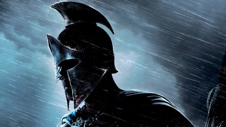 Спартанец на черном фоне