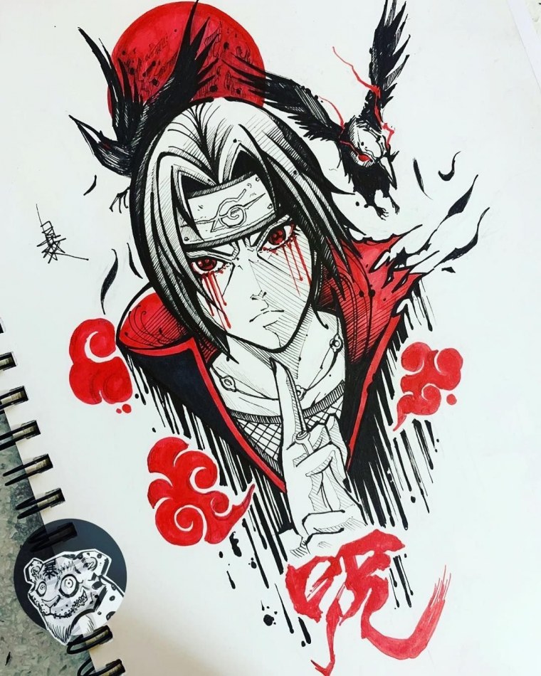 Итачи Учиха тату эскиз