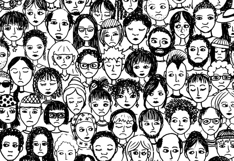 Много лиц людей