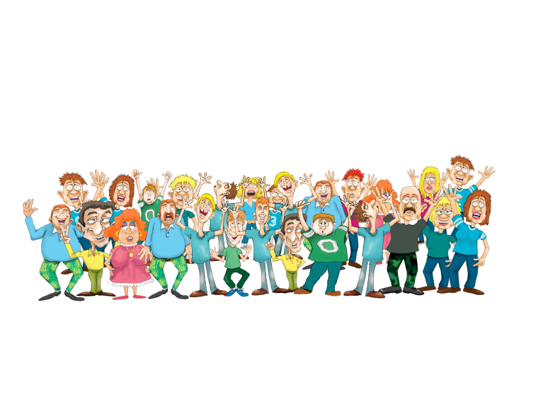 Много мультяшных людей