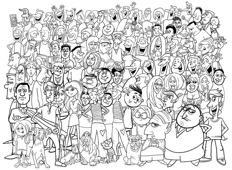 Толпа людей раскраска