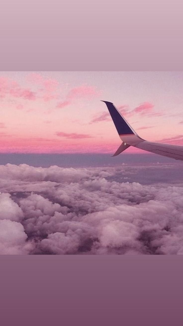 Самолет в розовом небе