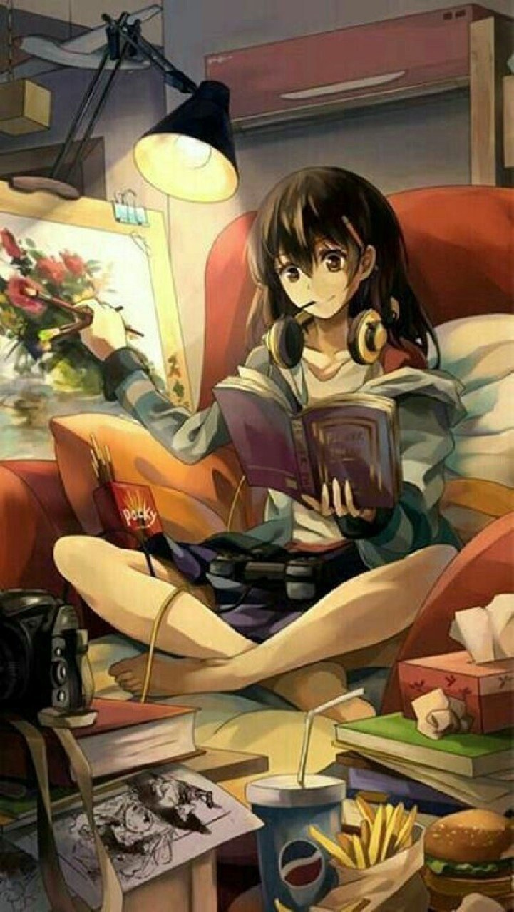 Аниме арт девушка геймер