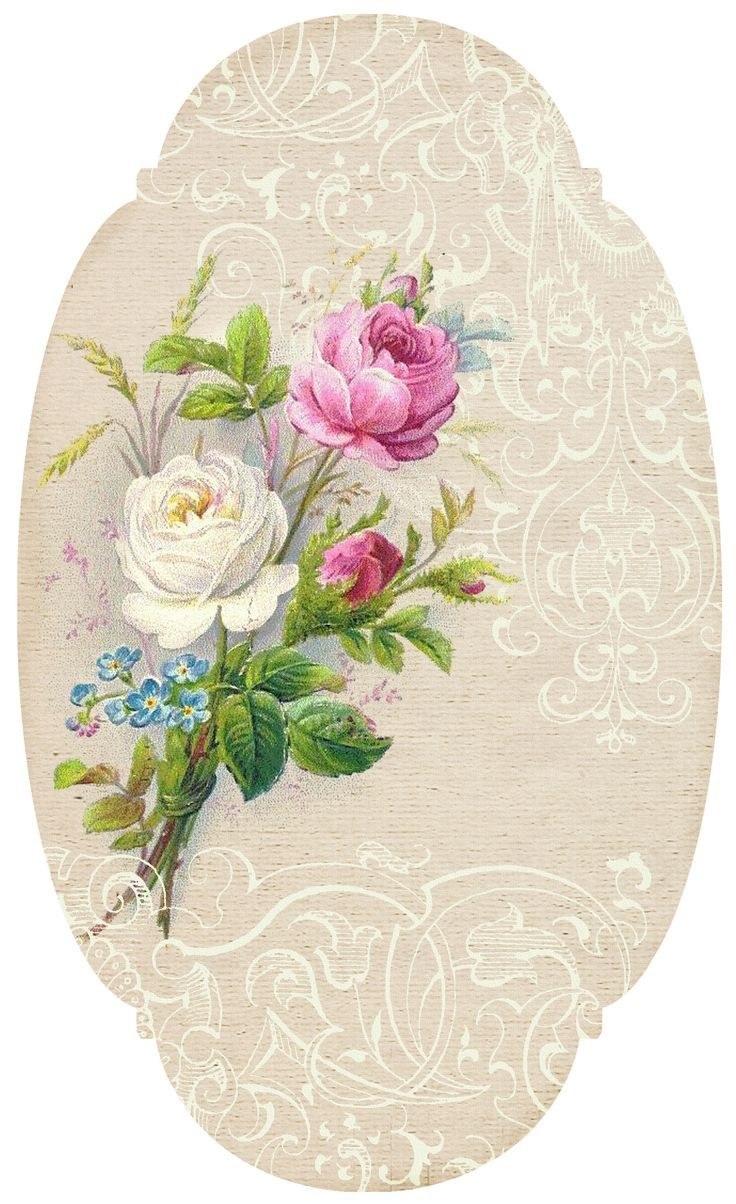 Винтажные цветы в овале