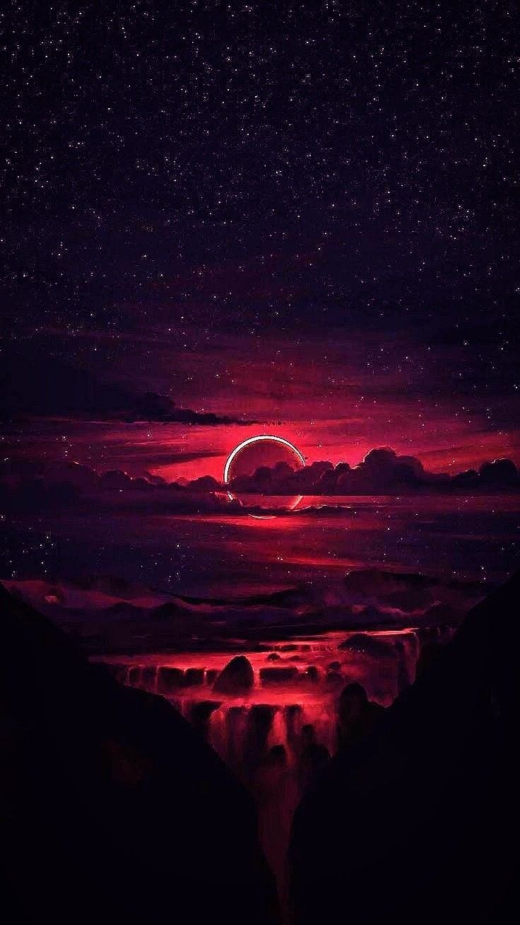 На экран темно красная абстракция