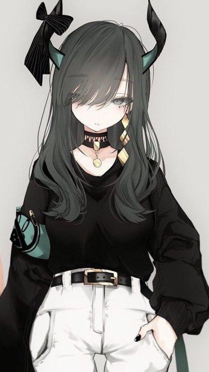 Аниме девушка в черном