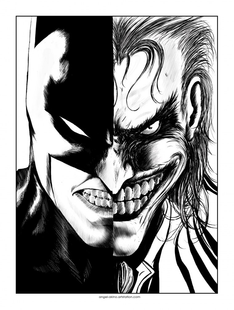 Лицо Джокера черно белое