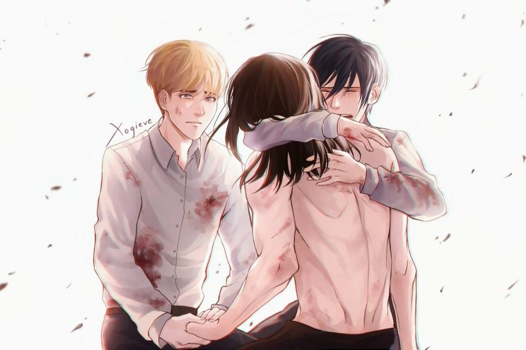 Эрен Микаса и армин арт