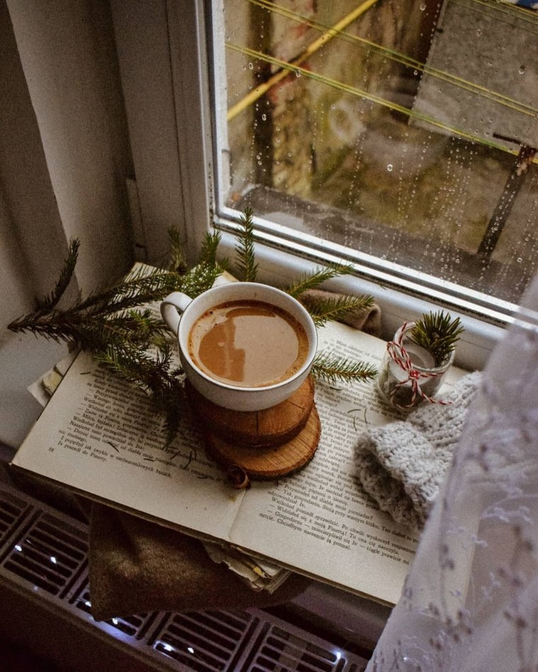 Осень окно дождь кофе