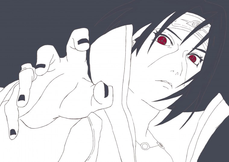 Мадара Учиха черно белый