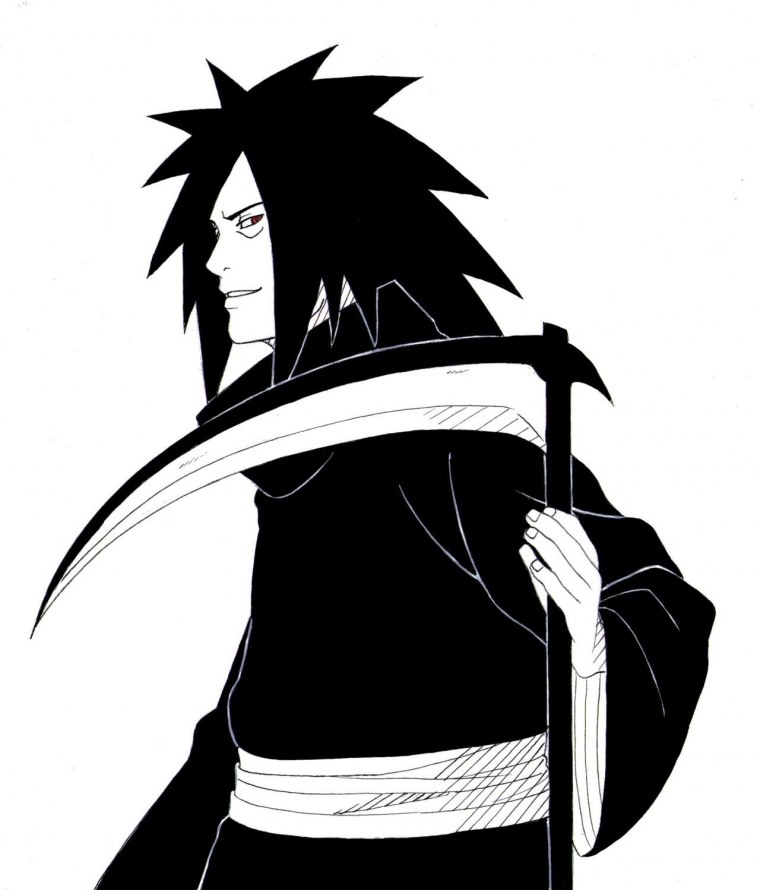 Мадара Учиха черно белый