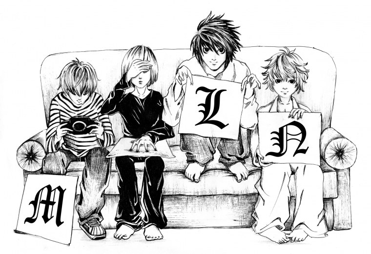 Тетрадь смерти иеллочёрно белое