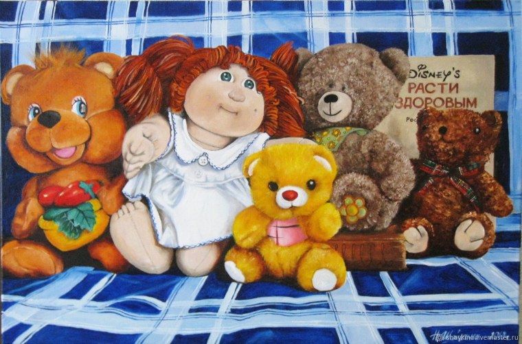 Ребенок с игрушкой живопись