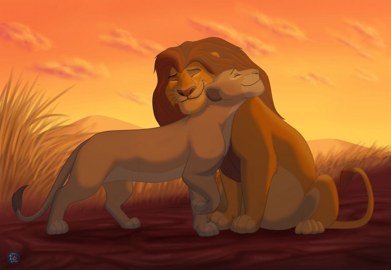 Симба Муфаса и Сараби карандашом