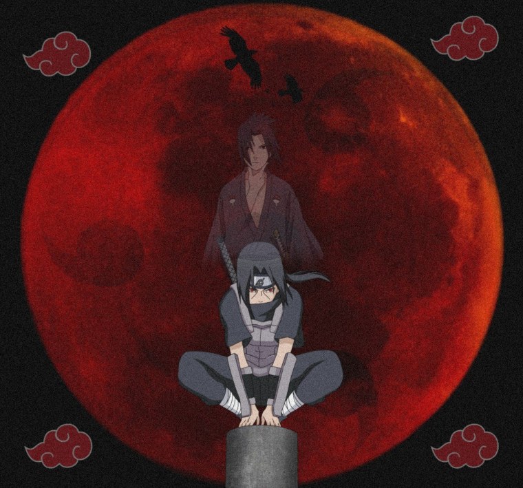 Итачи на фиолетовом фоне Луны