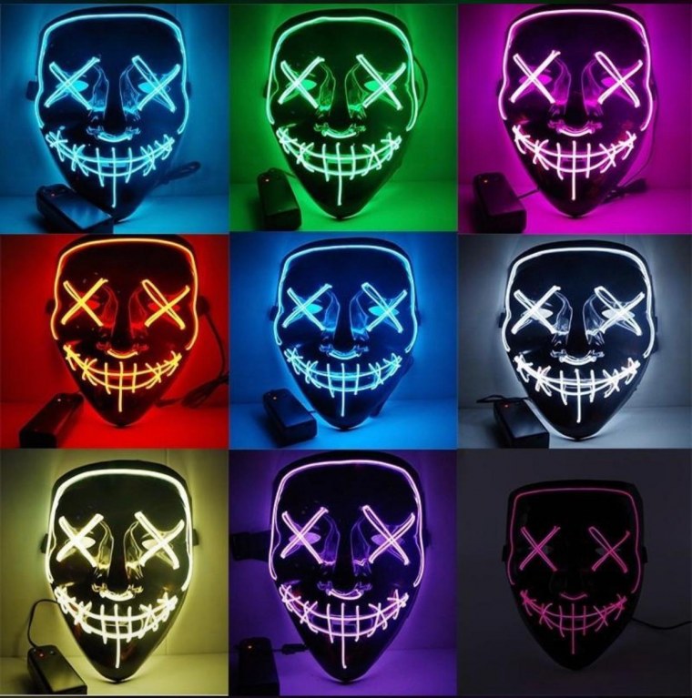 Светящаяся неоновая маска "Судная ночь"