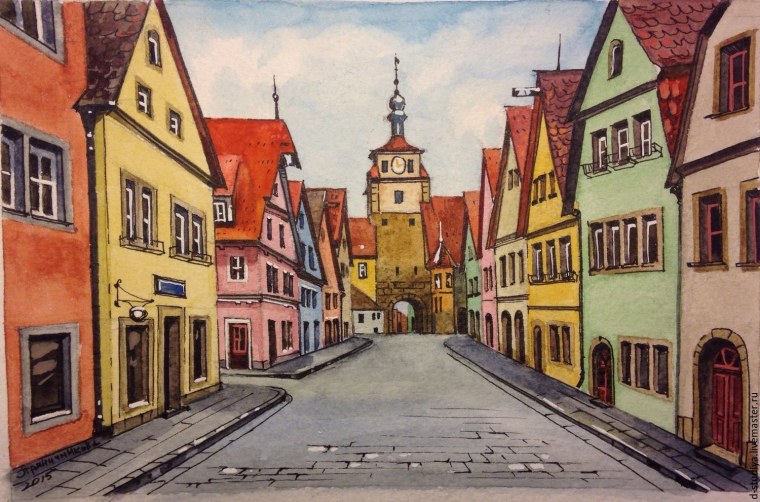 Городской пейзаж в графике