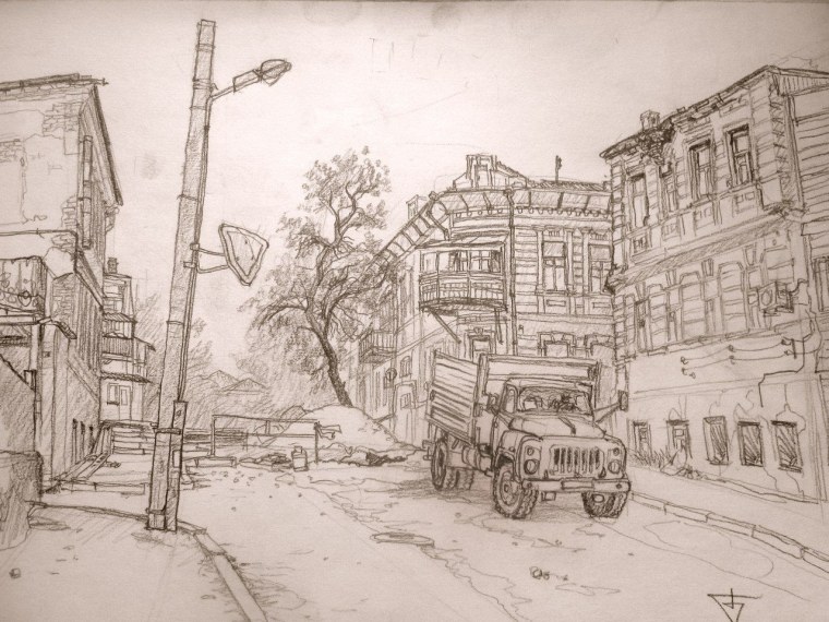 "Линейная перспектива" - пейзаж "Тоскана"