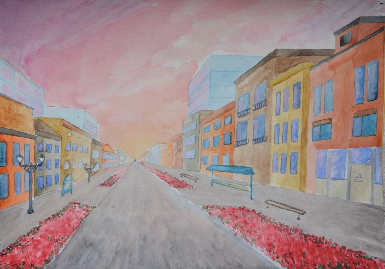 Скетч городской пейзаж