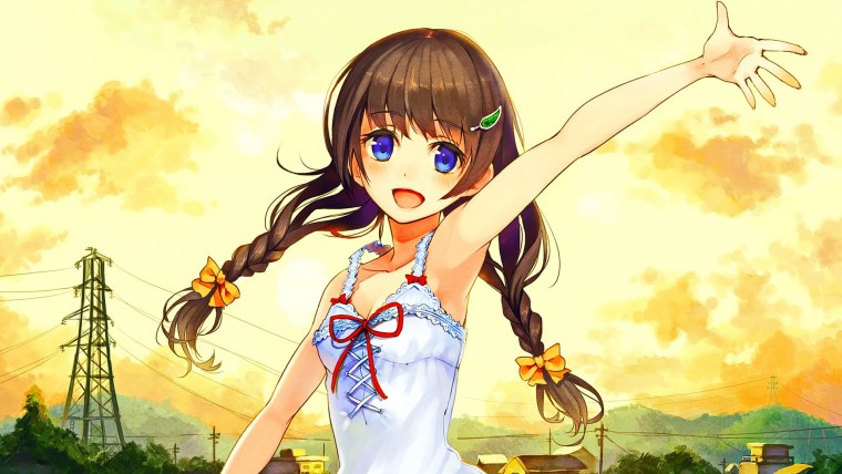 Аниме девушка веселая