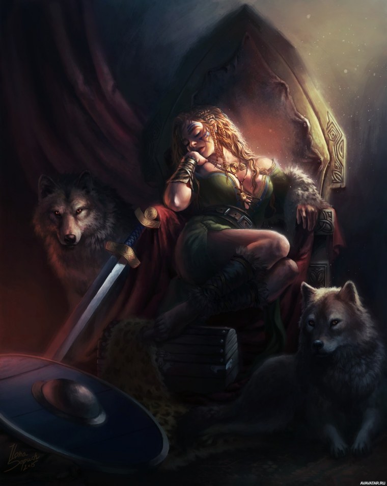 Женщина воин с волком