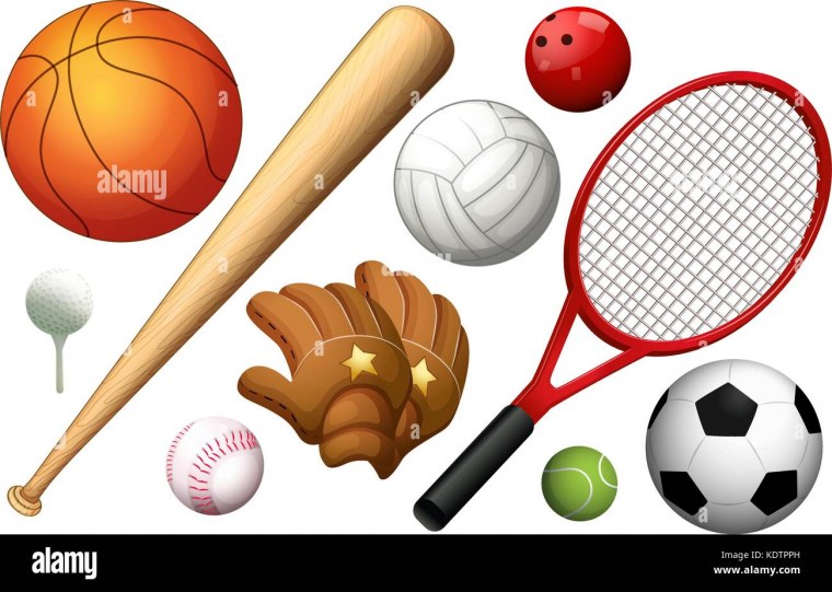 Спортивные товары на белом фоне