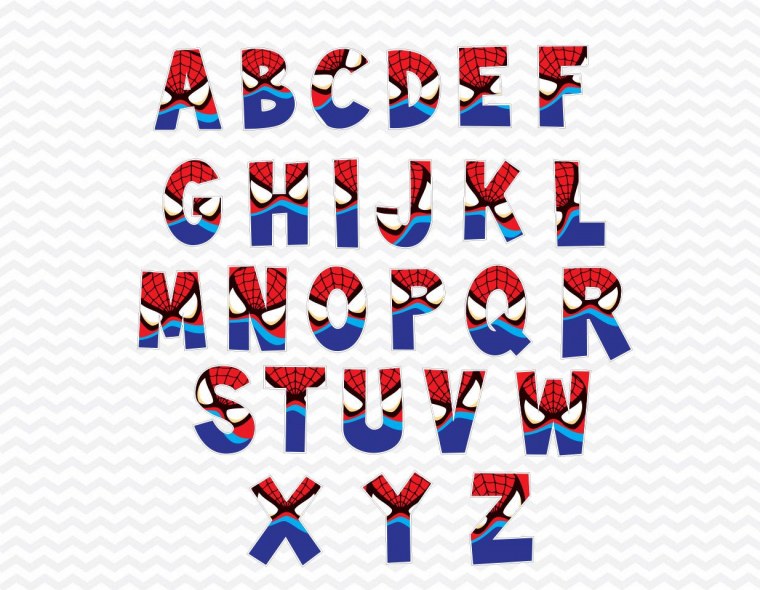Буквы алфавита в стиле супергероев