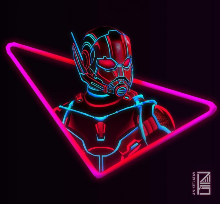 Неоновые арты Марвел