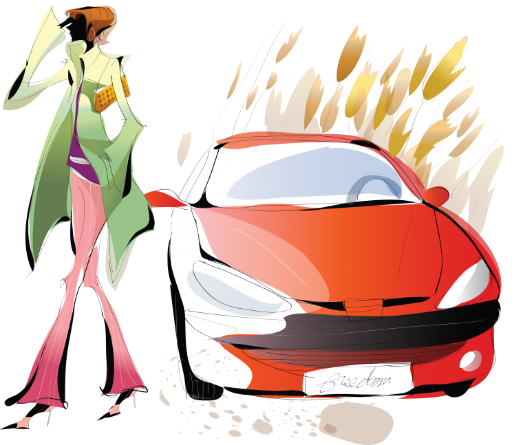 Женский автомобиль вектор