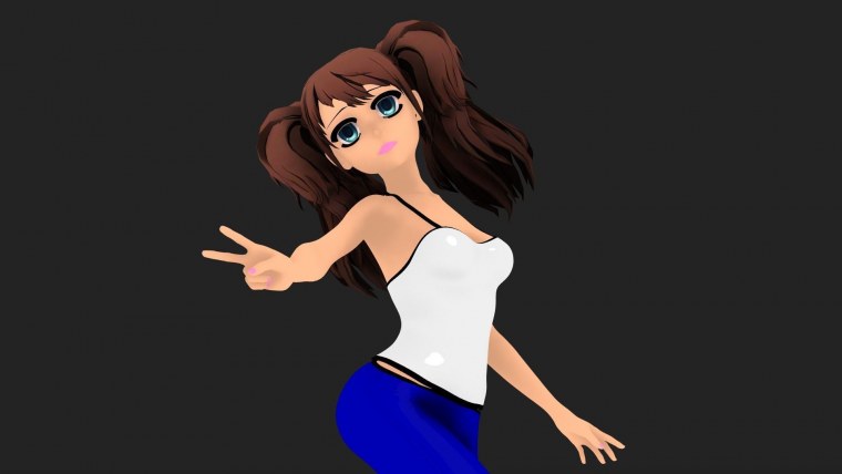 3д модель аниме девушки