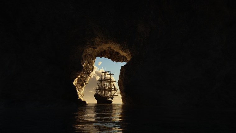 Пиратский корабль ночью