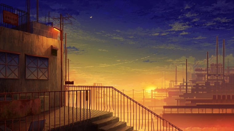 Заброшенный город закат арт