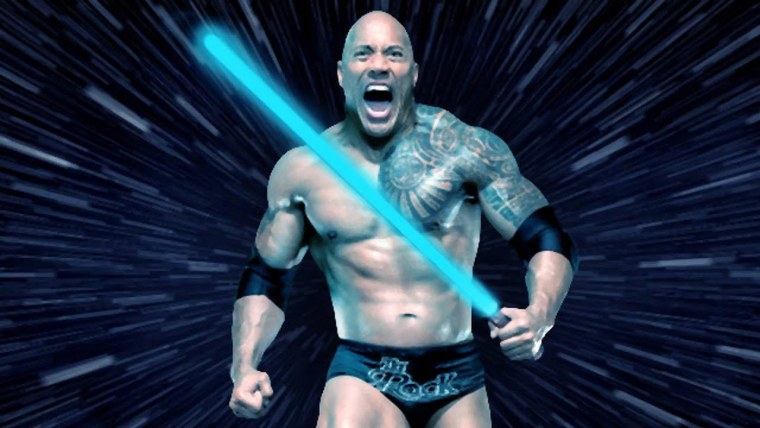 Скала Джонсон со световым мечом