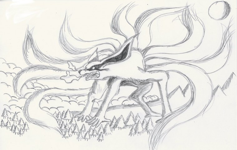 Раскраска Наруто девятихвостый Лис