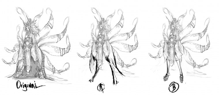 Девятихвостый Лис Наруто карандашом