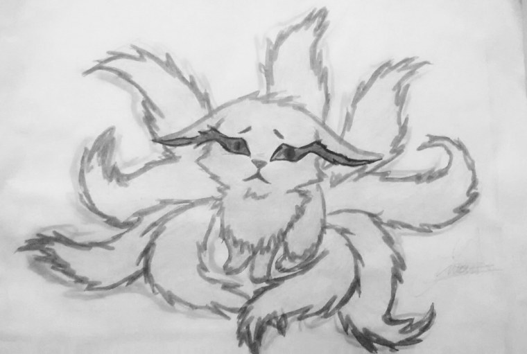 Аниме Наруто курама карандашом