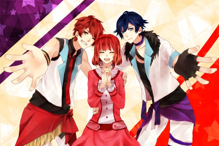 Аниме две девушки и один парень