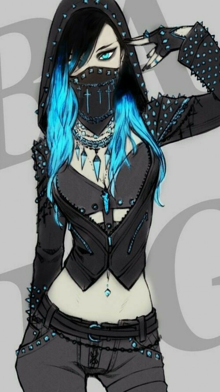 Аниме девушка в черной маске