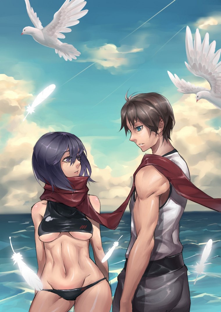 Микаса и птица Эрен