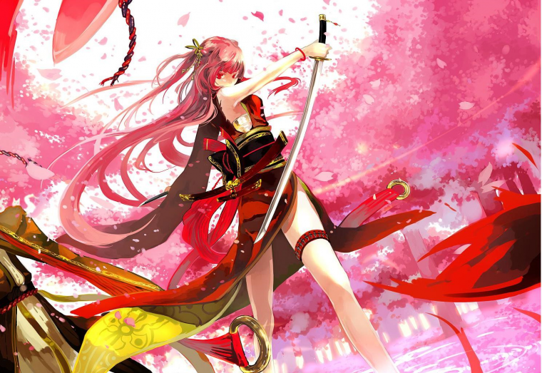 Аниме Мико с катаной